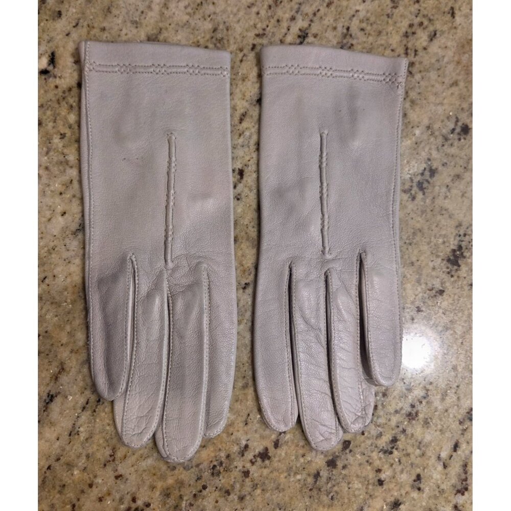 Vintage Womens Size 6 XS S Gray Leather Gloves Kislav